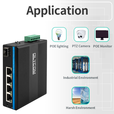 SFP Fiber Bağlantı Noktalı Gigabit Ethernet 5 Bağlantı Noktalı Endüstriyel Sınıf Anahtar