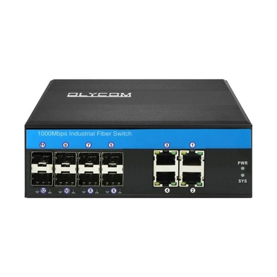 4 Ethernet Bağlantı Noktalı IP40 ile 1G / 2.5G Endüstriyel Yönetilen 8 Sfp Fiber Optik Anahtar